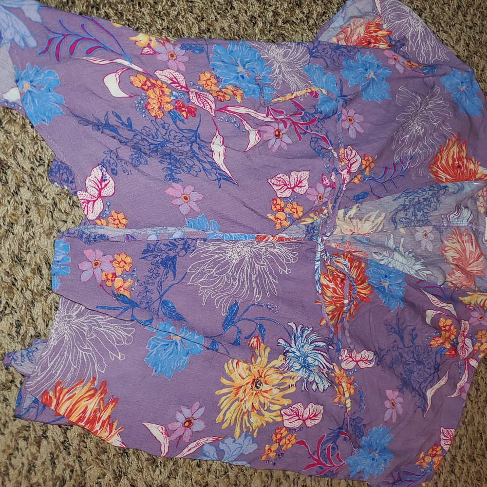 En Creme Purple Floral Blouse
